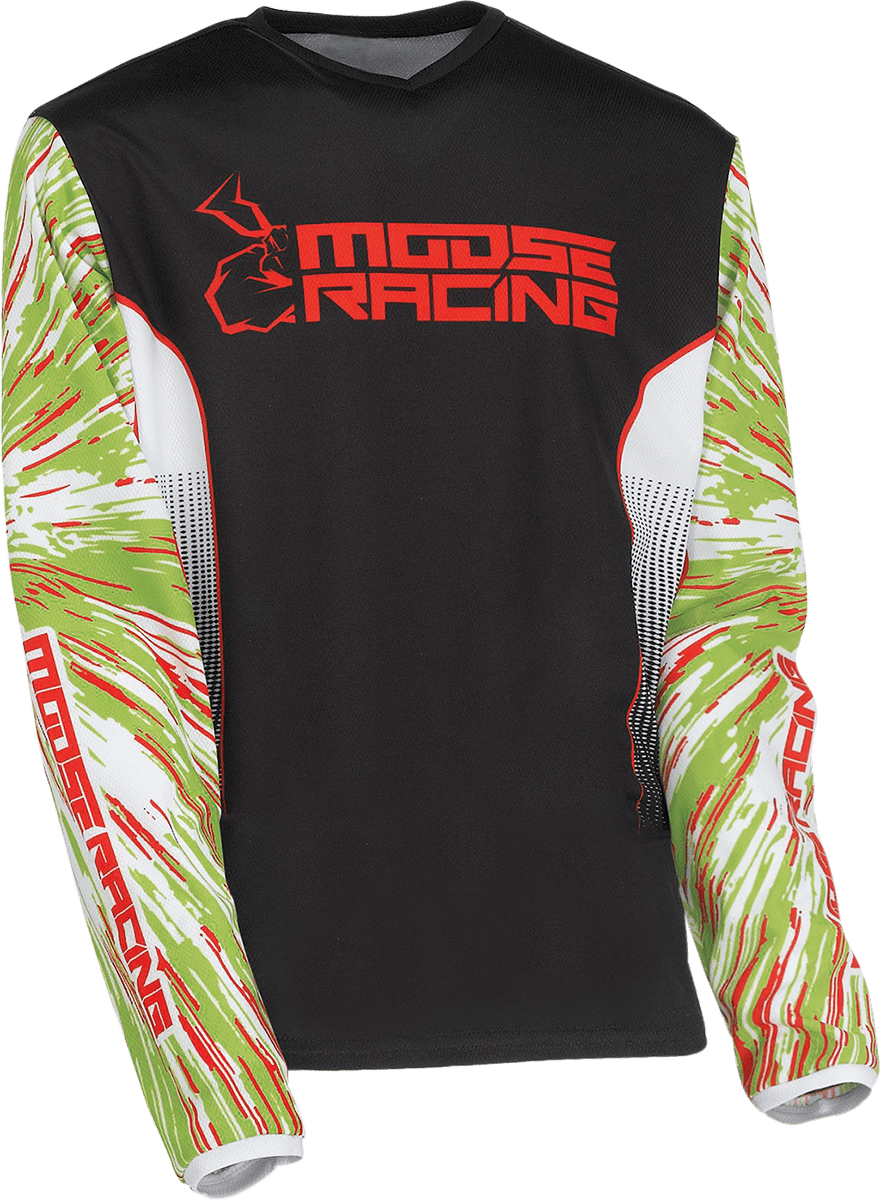 Moose Offroad Youth Agroid Jersey Medium - Green, Red & Black, Part No. 2912-2268 - Kelly Motorsports