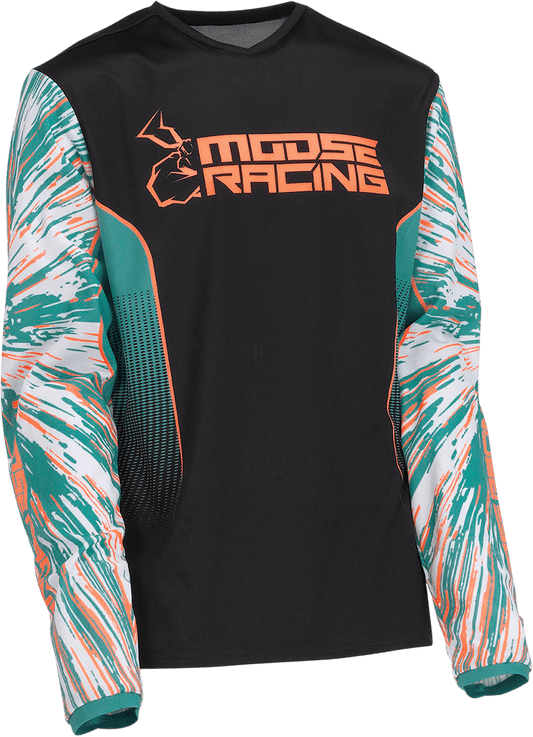 MOOSE OFFROAD Youth Agroid Jersey - Teal, Orange & Black - Medium (Part No. 2912-2253) - Kelly Motorsports