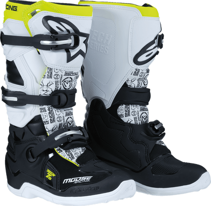 Moose Offroad Youth Tech 7S Boots - Black, White & Yellow, US Size 4 - Part 0215024-125-4 - Kelly Motorsports