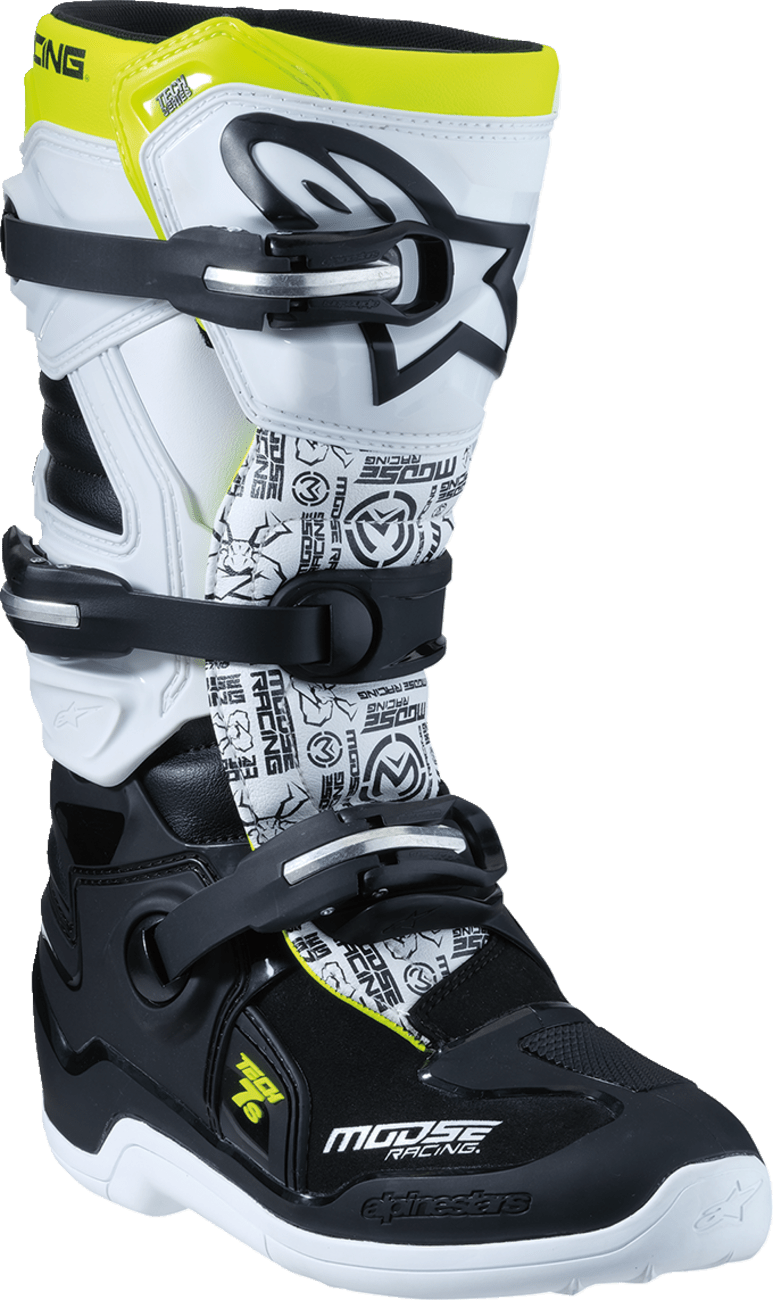 Moose Offroad Youth Tech 7S Boots - Black, White & Yellow, US Size 4 - Part 0215024-125-4 - Kelly Motorsports