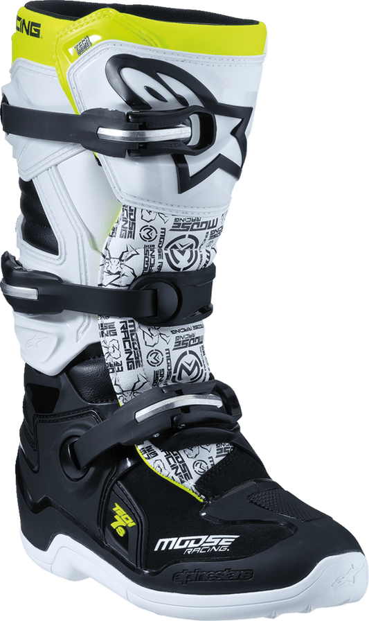 Moose Offroad Youth Tech 7S Boots - Black, White & Yellow, US Size 4 - Part 0215024-125-4 - Kelly Motorsports