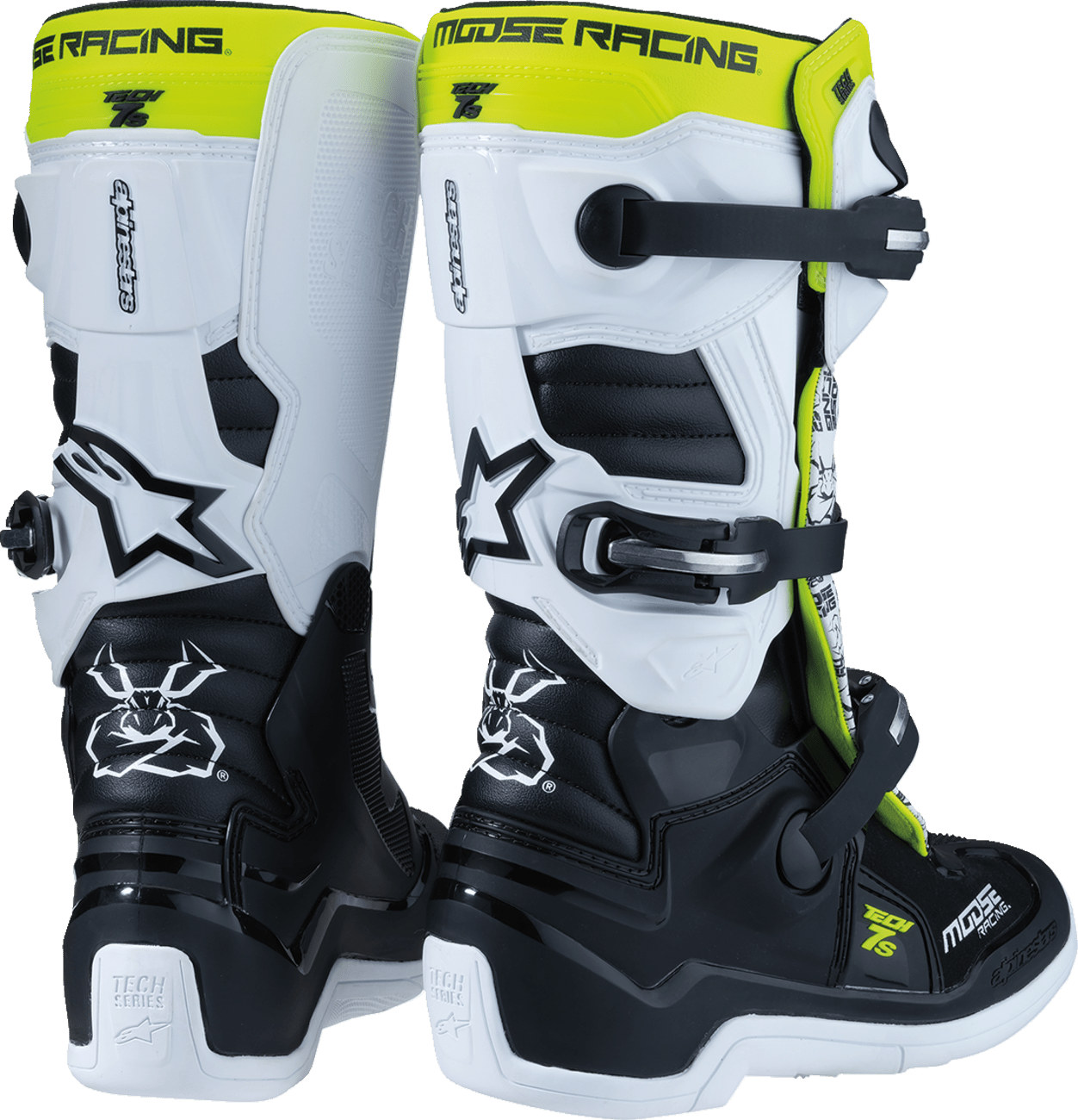Moose Offroad Youth Tech 7S Boots - Black, White & Yellow, US Size 4 - Part 0215024-125-4 - Kelly Motorsports