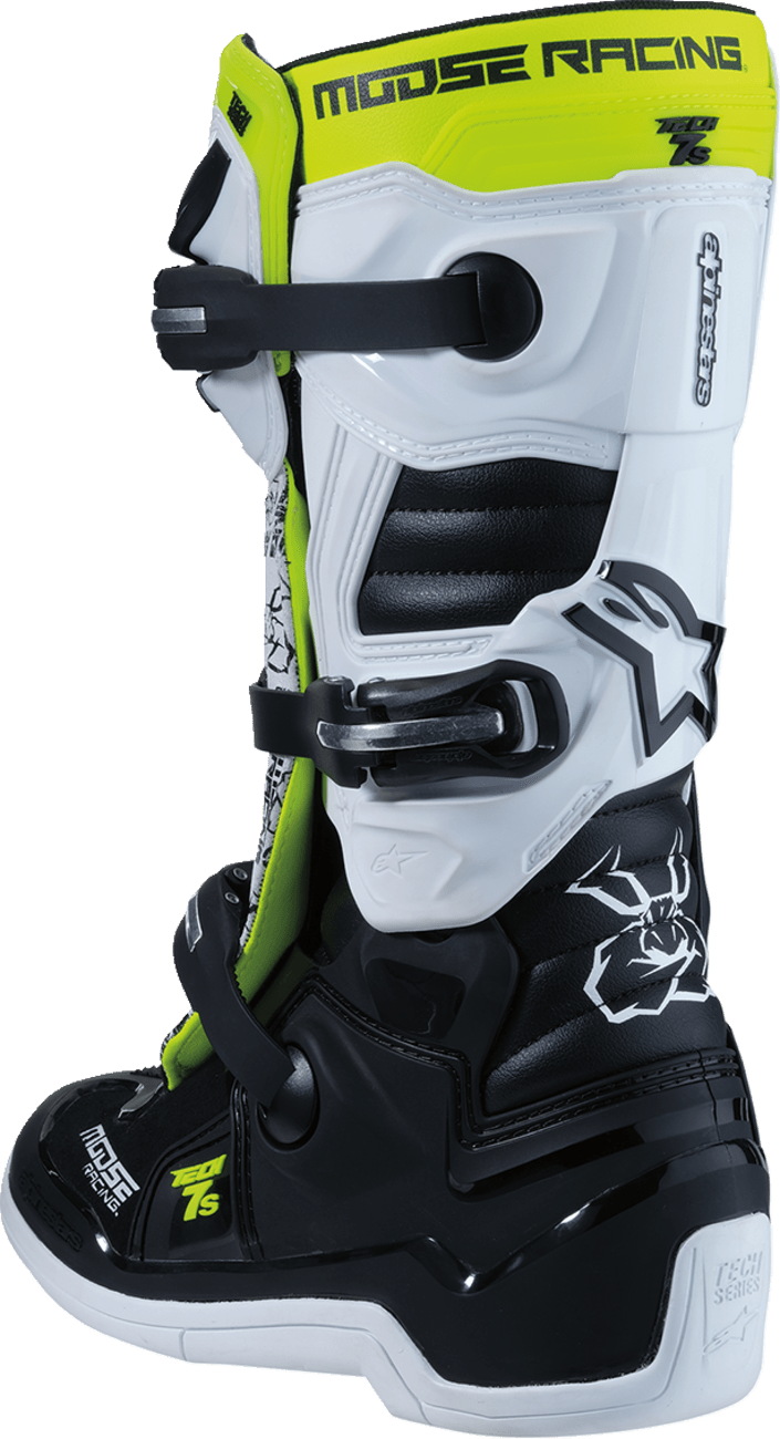 Moose Offroad Youth Tech 7S Boots - Black, White & Yellow, US Size 4 - Part 0215024-125-4 - Kelly Motorsports