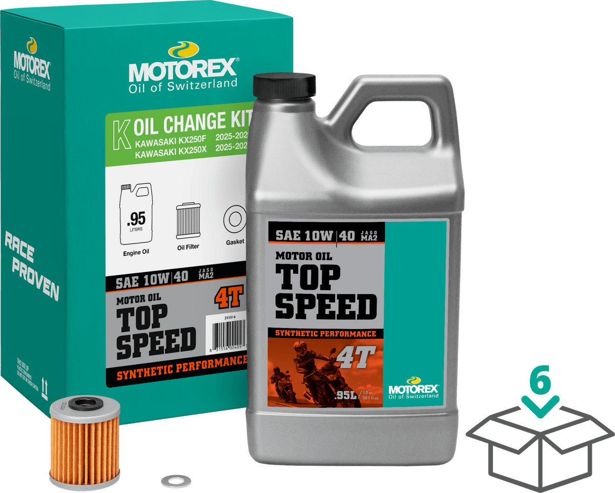 Motorex Top Speed Oil Change Kit 0.95l 10w40 2025-26 Kawasaki KX250F - Kelly Motorsports