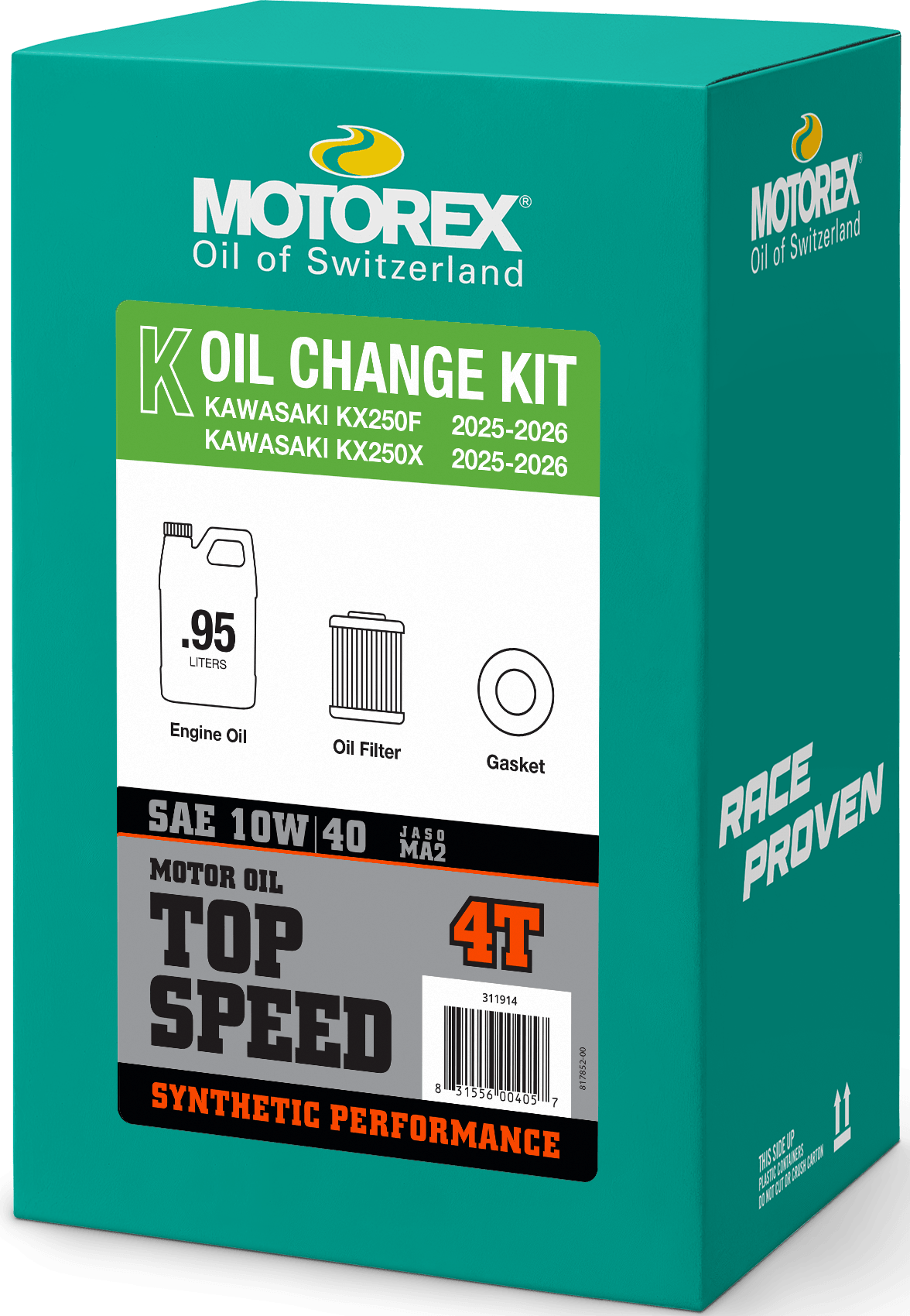 Motorex Top Speed Oil Change Kit 0.95l 10w40 2025-26 Kawasaki KX250F - Kelly Motorsports