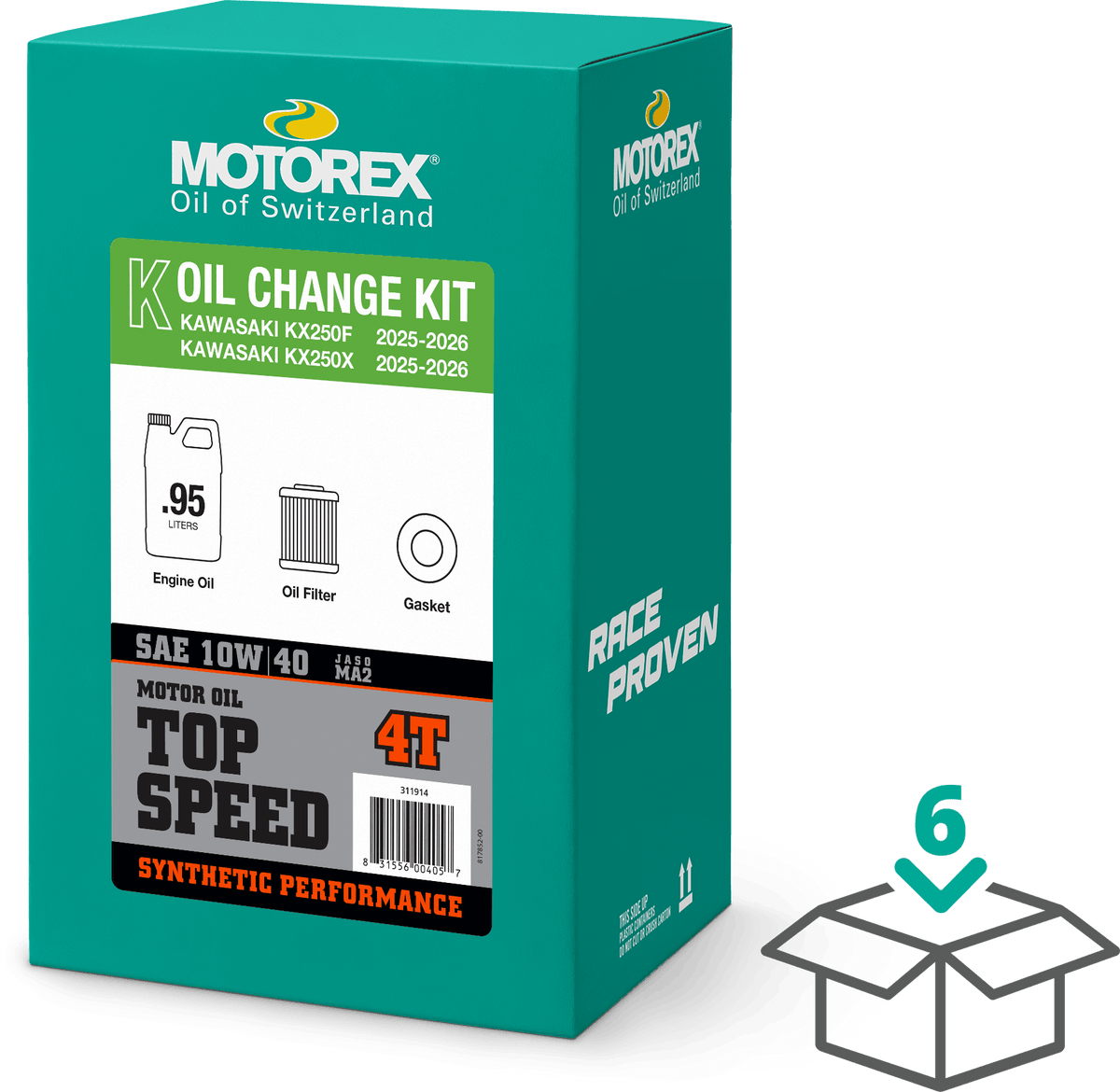 Motorex Top Speed Oil Change Kit 0.95l 10w40 2025-26 Kawasaki KX250F - Kelly Motorsports