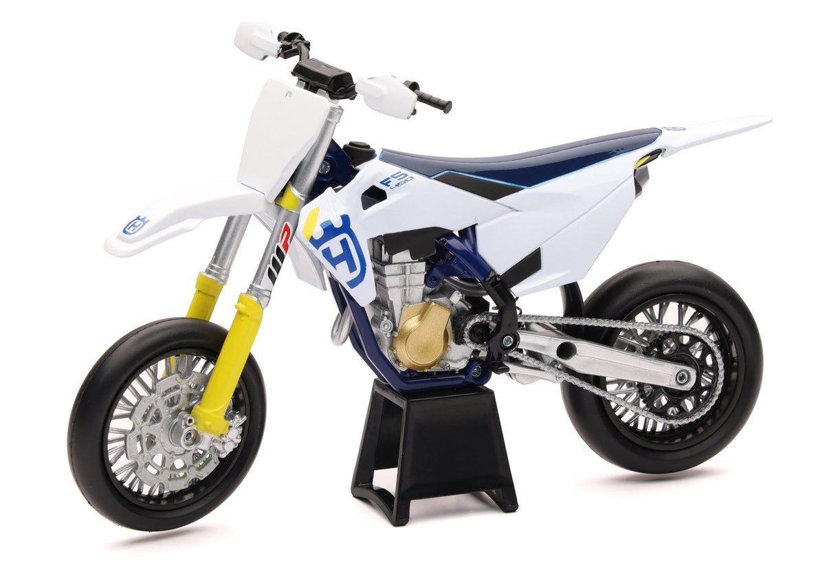 New-Ray 1:12 Scale Husqvarna FS450 Die-Cast Supermoto Bike Replica - Kelly Motorsports