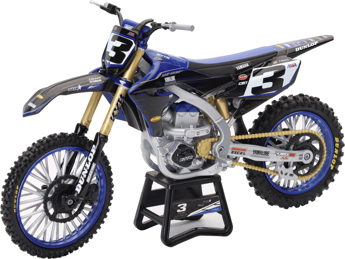 New-Ray 1:12 Scale Yamaha Team YZ450F Eli Tomac #3 Die-Cast Replica with #1 SX/MX Plate - Kelly Motorsports