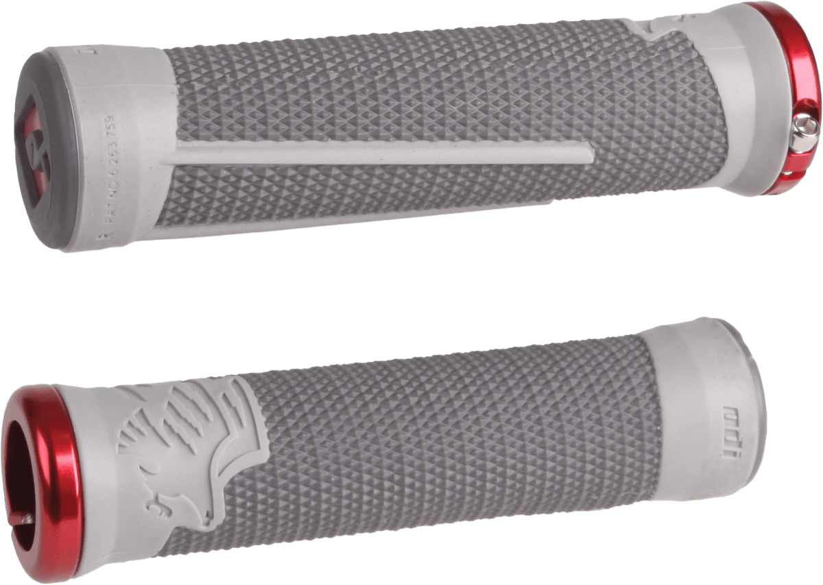 ODI Ag 2 MTB/BMX Grips Graphite and Cool Grey with Red - Part D35A2HG-R - Kelly Motorsports