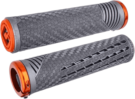ODI CF11 V2.1 BMX Grips Lnyx Gray/Orange with Orange Lock-On System - Part F35CFGO-O - Kelly Motorsports