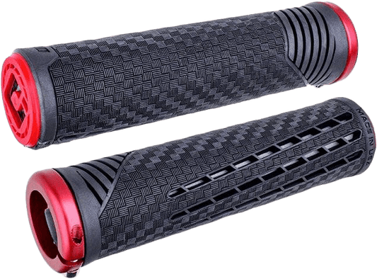 ODI CF11 V2.1 BMX Grips Pearl Black and Red with Matte Red Accents - Kelly Motorsports