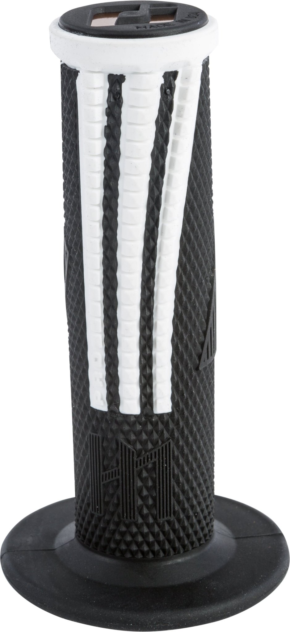 ODI Emig2 Pro V2 Lock-On Grip Black/White – Signature MX Handlebar Grip with Soft Compound and Aluminum Reinforced Ends - Kelly Motorsports