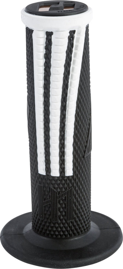 ODI Emig2 Pro V2 Lock-On Grip Black/White – Signature MX Handlebar Grip with Soft Compound and Aluminum Reinforced Ends - Kelly Motorsports