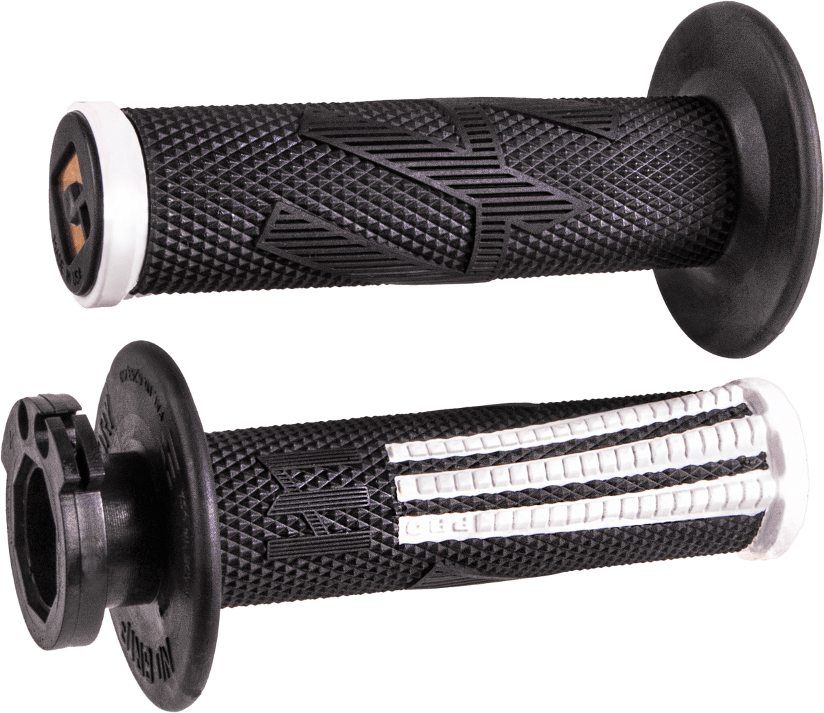 ODI Emig2 Pro V2 Lock-On Grip Black/White – Signature MX Handlebar Grip with Soft Compound and Aluminum Reinforced Ends - Kelly Motorsports