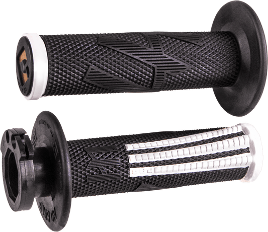 ODI Emig2 Pro V2 Lock-On Grip Black/White – Signature MX Handlebar Grip with Soft Compound and Aluminum Reinforced Ends - Kelly Motorsports