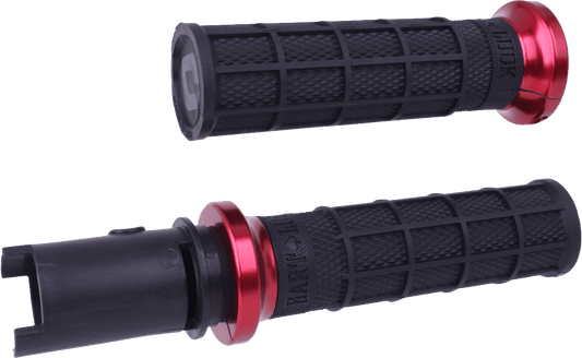 ODI Lock On Hart Luck Full Waffle Black/Red Handlebar Grips for Harley Davidson V-Twin - Part V31HTC-BB-R - Kelly Motorsports