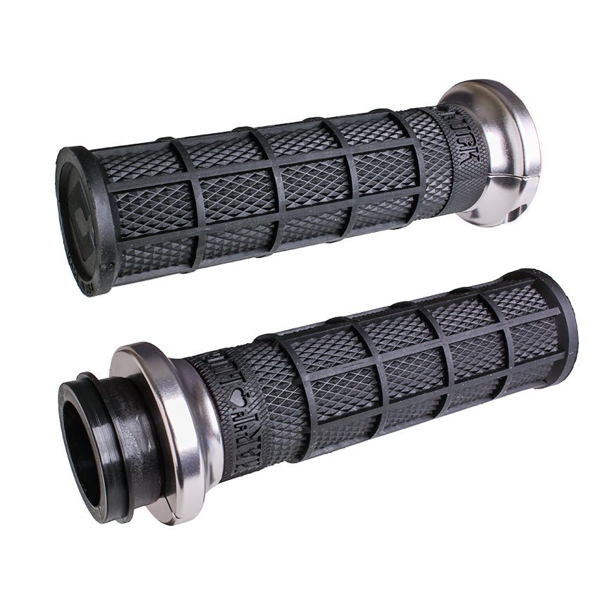 Odi Lock On Hart Luck Full Waffle Black/Silver Cable 1" - Kelly Motorsports