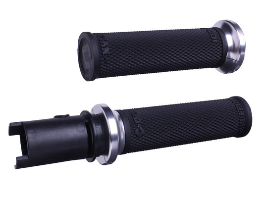 ODI Lock-On Hart Luck Full Waffle Black/Silver CVO '23-'24 Motorcycle Handlebar Grips (Part V31HTC-BB-S) - Kelly Motorsports