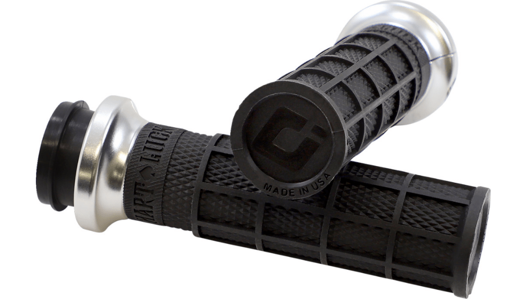 Odi Lock On Hart Luck Full Waffle Black/Sliver Tbw 1" - Kelly Motorsports