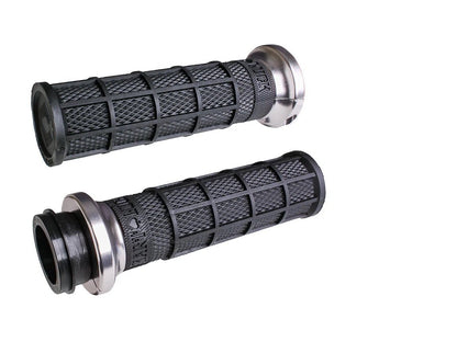 Odi Lock On Hart Luck Full Waffle Black/Sliver Tbw 1" - Kelly Motorsports