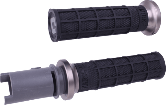 ODI Lock On Hart Luck Full Waffle Handlebar Grips for Harley Davidson CVO 2023-2024 - Black/Gun Metal - Kelly Motorsports