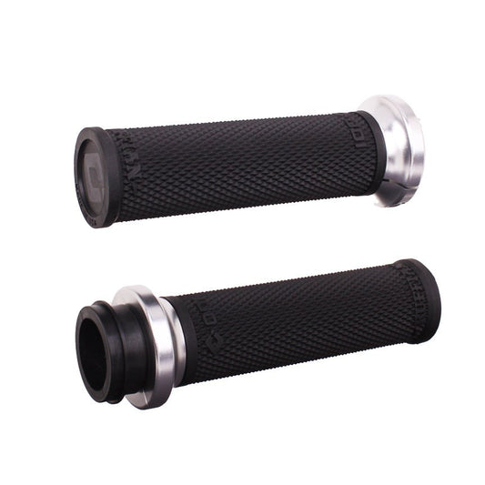 ODI Rufian Grips for Indian Tbw 1 inch Black/Silver - Performance Motorcycle Handlebar Grips - Kelly Motorsports