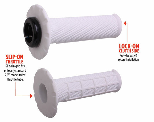 ODI Universal Lock-On Grips Pro Half Waffle White/Black (Soft) - Part H21UHWW - Kelly Motorsports