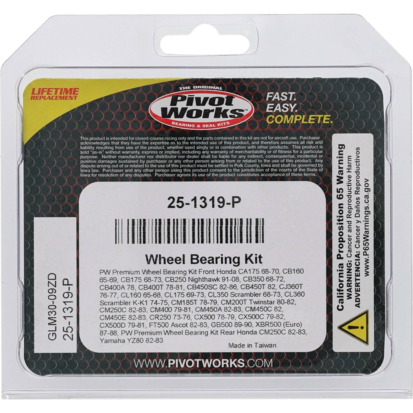 Pivot Works Premium Wheel Bearing Kit for Yamaha Venture 600 and Honda CR250M Models - Kelly Motorsports