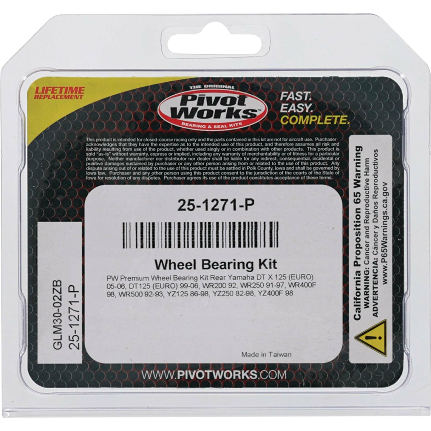 Pivot Works Wheel Bearing Kit Premium for Yamaha WR Models and YZ400F – Part 25 - 1271 - P - Kelly Motorsports