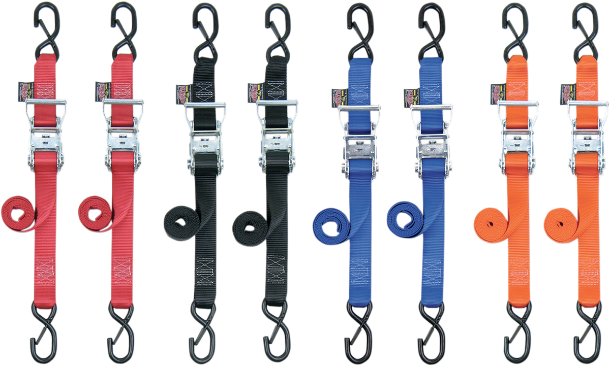 POWERTYE MFG. 1 - 1/2 inch x 6.5 ft Ratchet Tie - Downs with Vinyl - Coated Hooks - Model 30572 - S - Kelly Motorsports