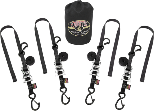 PowerTye MFG. 1 - Inch Trailer Kit Strap (TRAILERKIT - 72) with Ratchet Tie - Downs and Storage Bag - Kelly Motorsports