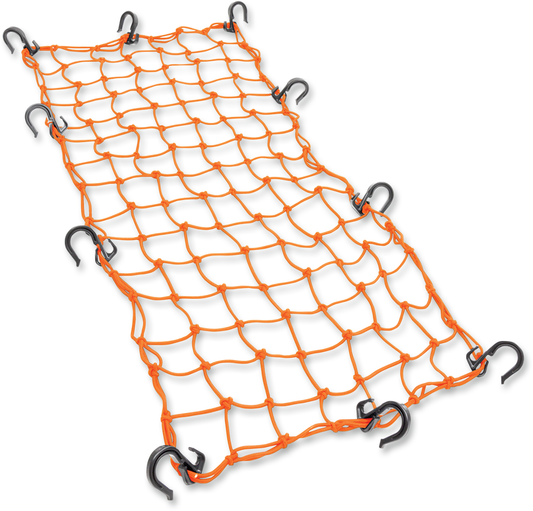 POWERTYE MFG. Adjustable Cargo Net - Orange (Part Number 50309) - Kelly Motorsports