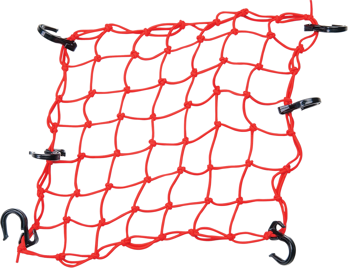 POWERTYE MFG. Adjustable Cargo Net Red 50151 with 2x2 Mesh and ABS Plastic Hooks - Kelly Motorsports