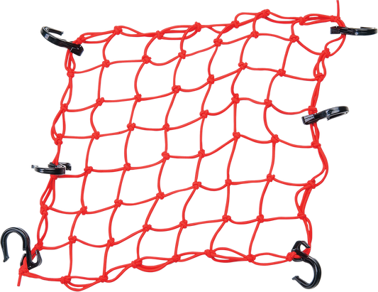 POWERTYE MFG. Adjustable Cargo Net Red 50151 with 2x2 Mesh and ABS Plastic Hooks - Kelly Motorsports