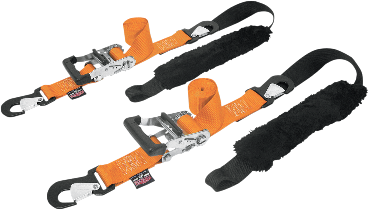 POWERTYE MFG. Big Daddy Tie - Downs 2 - Inch with Snap - Hook Ends, Sewn - in Soft - Tye, Orange - Part Number 32529 - S - Kelly Motorsports