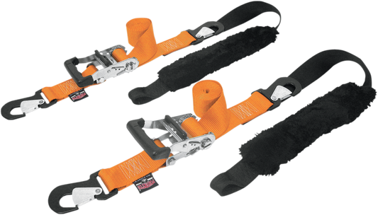 POWERTYE MFG. Big Daddy Tie - Downs 2 - Inch with Snap - Hook Ends, Sewn - in Soft - Tye, Orange - Part Number 32529 - S - Kelly Motorsports