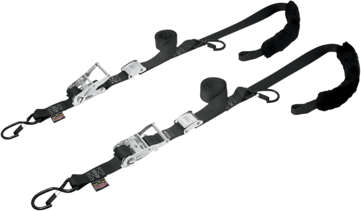 POWERTYE MFG. Cam Ratchet Tie - Downs 1 - 1/2 inch x 6 - 1/2 feet, Black, Part 30722 - Kelly Motorsports