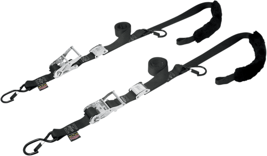 POWERTYE MFG. Cam Ratchet Tie - Downs 1 - 1/2 inch x 6 - 1/2 feet, Black, Part 30722 - Kelly Motorsports