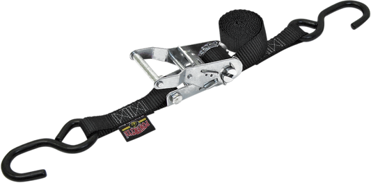 POWERTYE MFG. Ratchet Tie - Down 1 inch x 6 feet - Black (Part 32072) - Kelly Motorsports