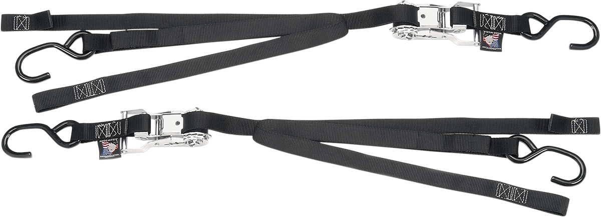 POWERTYE MFG. Ratchet Tie - Down 33722 - 1 inch x 6.5 feet Heavy - Duty Black Strap with Sewn - in Soft - Tye and Vinyl - Coated Hooks - Kelly Motorsports