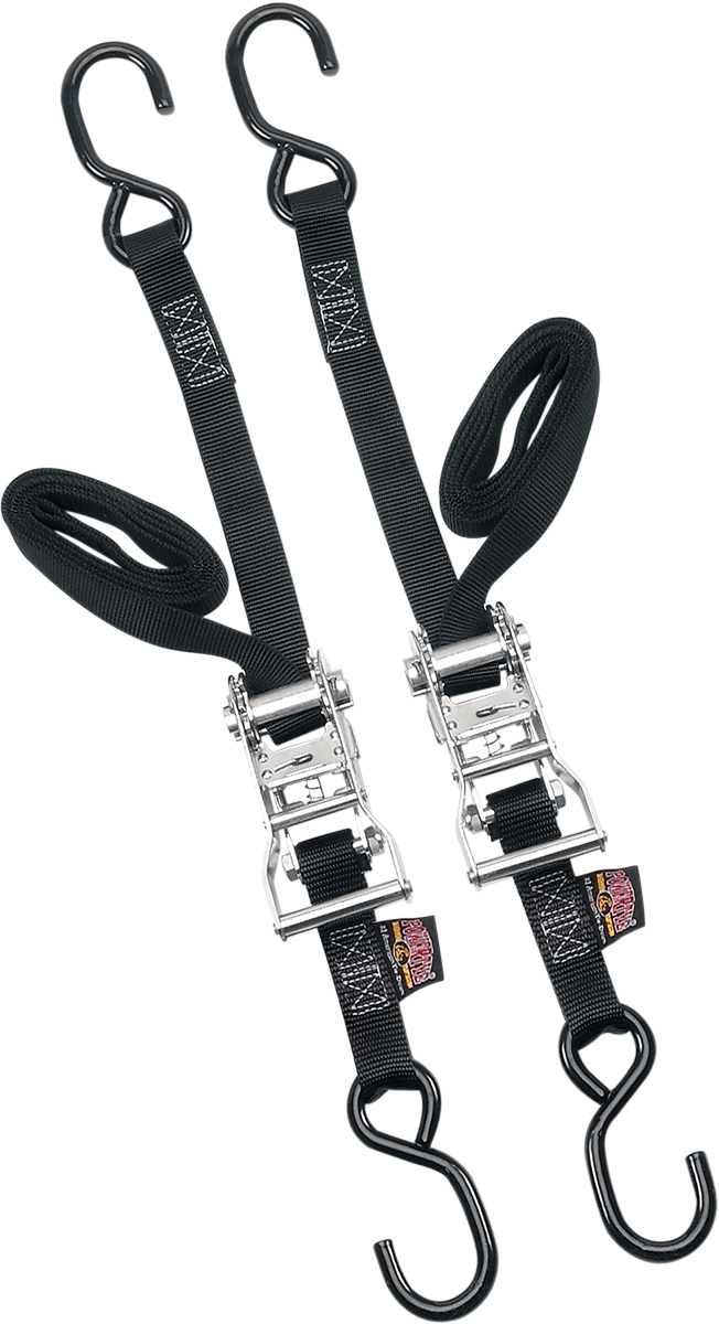 POWERTYE MFG. Ratchet Tie - Downs 1" x 6' Black – Heavy - Duty Industrial - Grade Secure Straps Part 32272 - Kelly Motorsports