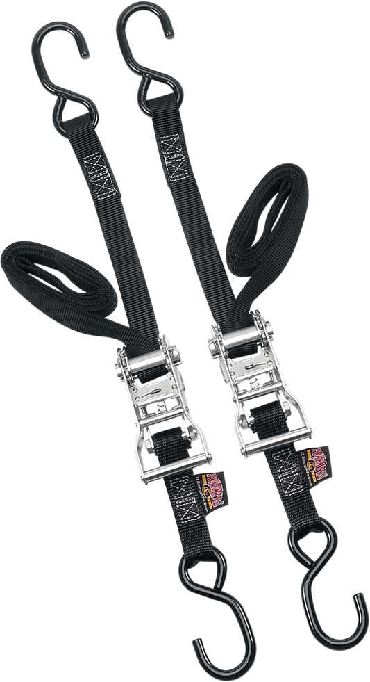 POWERTYE MFG. Ratchet Tie - Downs 1" x 6' Black – Heavy - Duty Industrial - Grade Secure Straps Part 32272 - Kelly Motorsports