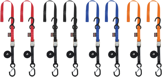 POWERTYE MFG. Soft - Tye Tie - Down Straps with Cam Buckle and S - Hooks, 1 Inch x 5.5 Feet, Model 23622 - SR - Kelly Motorsports