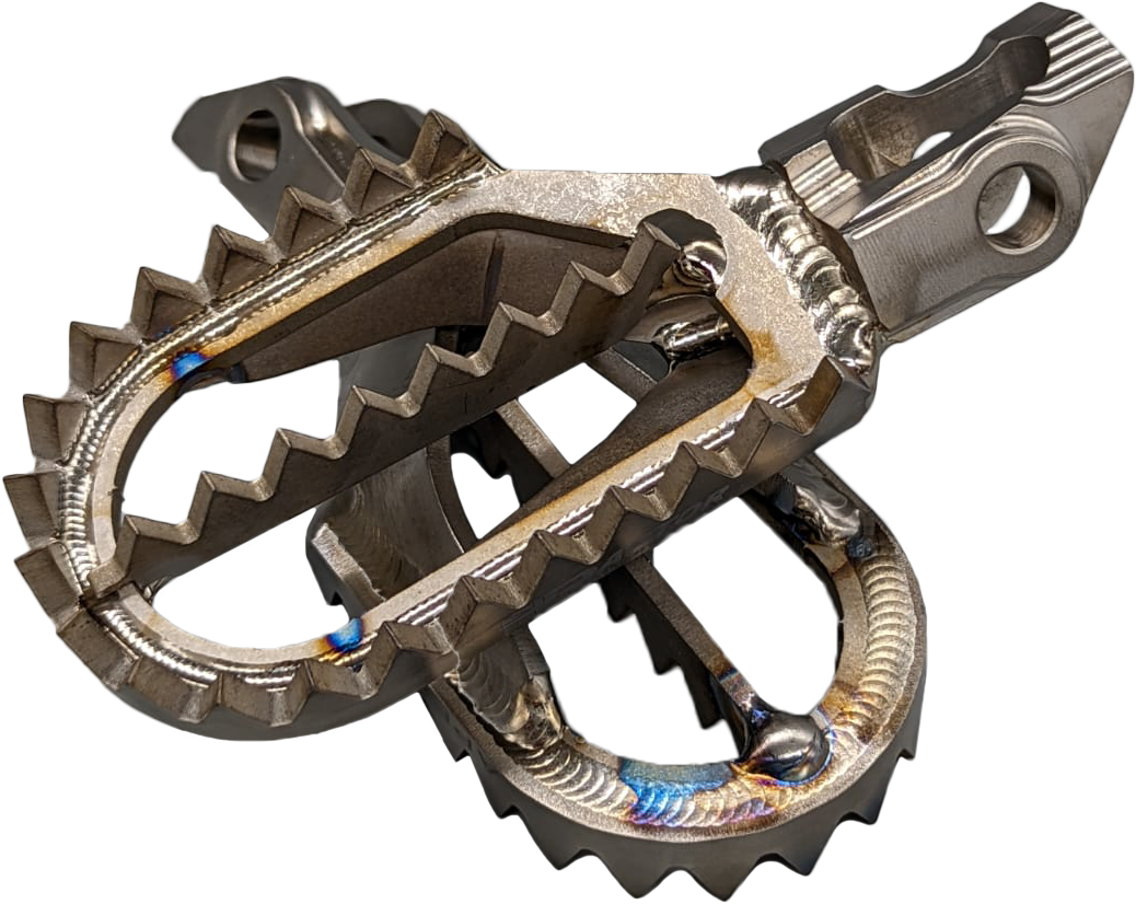 Raptor Titanium Foot Pegs for Gas, Husqvarna, and KTM with 10mm Back Offset – Part Number RX008 10MM BACK - Kelly Motorsports
