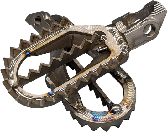 Raptor Titanium Foot Pegs for Gas, Husqvarna, and KTM with 10mm Back Offset – Part Number RX008 10MM BACK - Kelly Motorsports