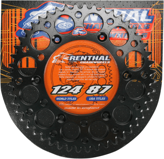 Renthal 224U-520-50GPBK Aluminum Rear Sprocket - 50 Tooth, Black - Kelly Motorsports
