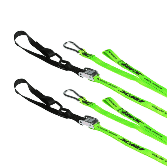 RFX FXTD 30000 55HV 1.0 Tie Downs with Soft Loop & Carabiner - Green/Black - Kelly Motorsports