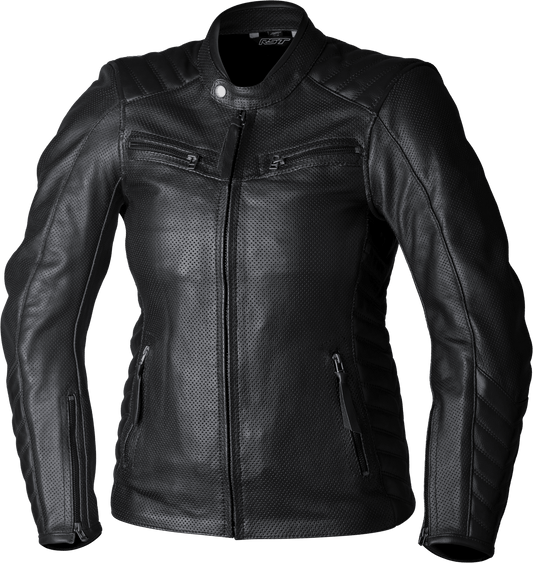 RST Ladies Roadster Air CE Leather Motorcycle Jacket Black - Kelly Motorsports