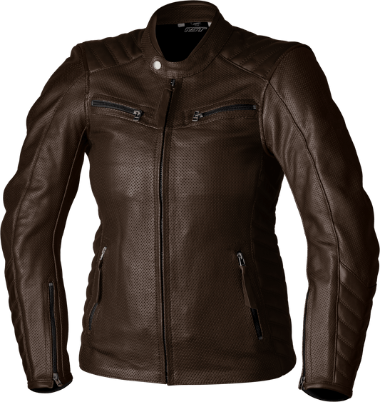 RST Ladies Roadster Air CE Leather Motorcycle Jacket Brown - Kelly Motorsports