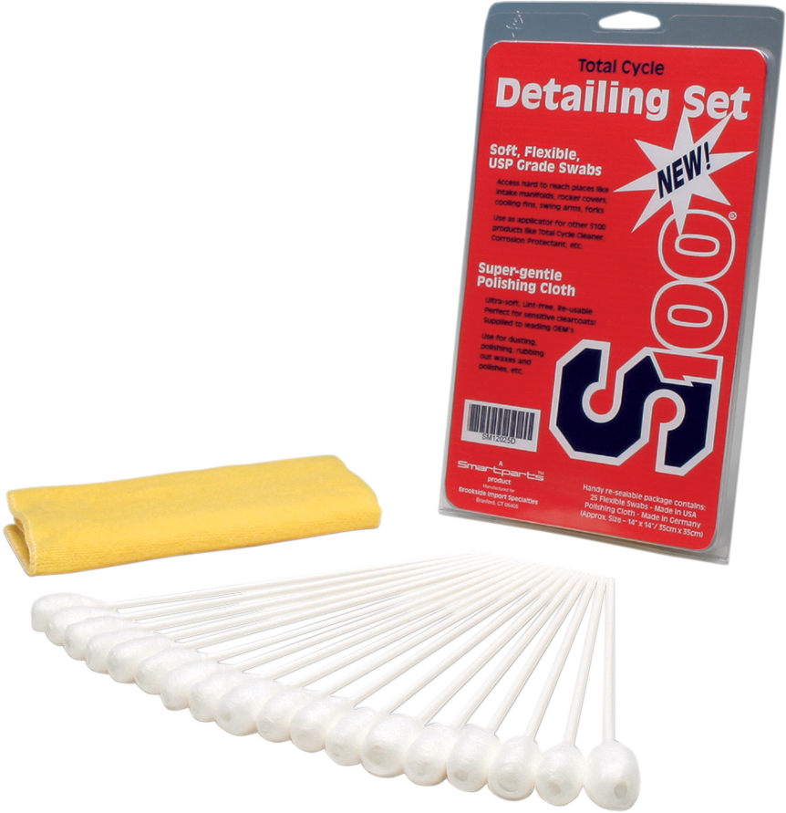 S100 Polish Detailing Set 12025D - Includes Flexible Swabs & Ultra - Soft Dusting Cloth for Precise Cleaning and Polishing - Kelly Motorsports